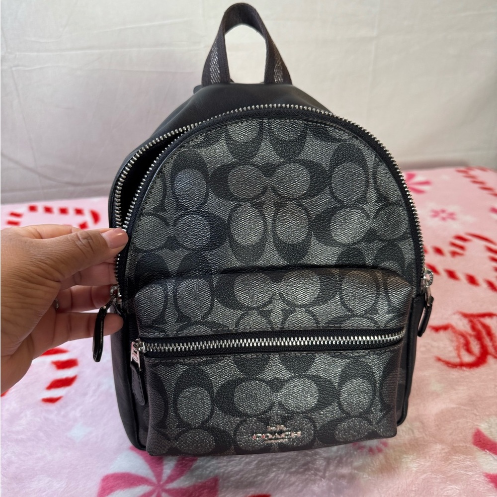 Coach Black and Gray Mini Backpack